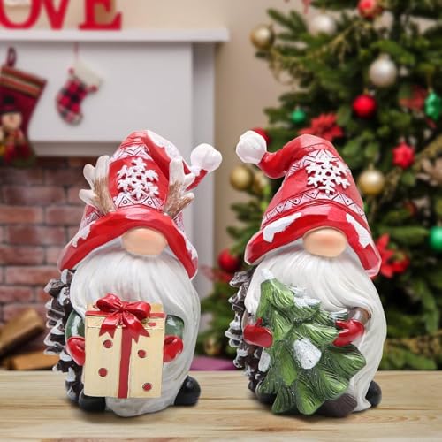 Christmas Gnomes Decor Resin Figurines - Festive Holiday Table Centerpiece - Variation of THIS Listing