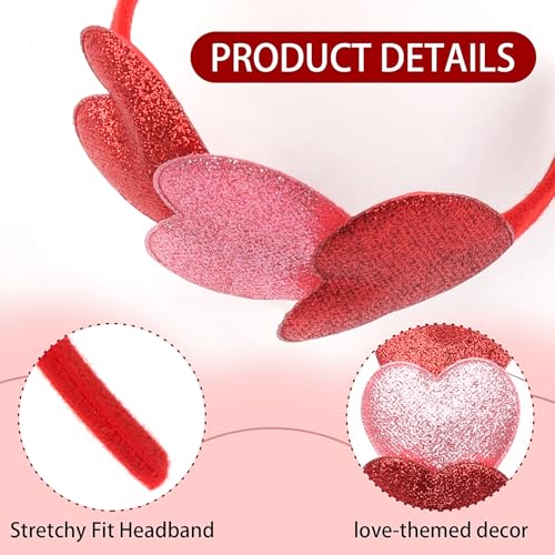 SARATA Valentine's Day Sequin Heart Headband Glitter Hair Band