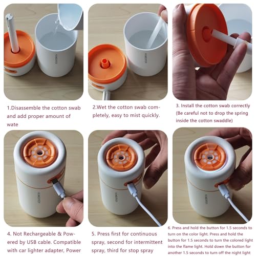 KISSWILL White Mini Humidifier - USB Desktop Humidifier with Auto Shut-Off & 2 Mist Modes