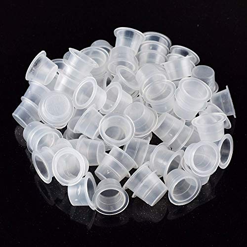 DERSTRA 300PCS 14mm Medium Disposable Tattoo Ink Cups & Pigment Caps