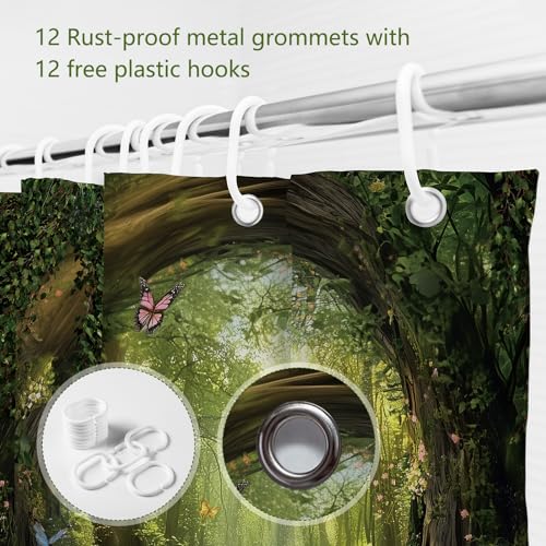 Enchanted Forest Shower Curtain - Waterproof Nature Design 72x72
