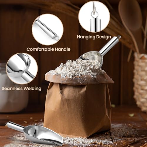 OLESBUR 6oz Stainless Steel Ice Scoop - Heavy-Duty Metal Kitchen Scooper
