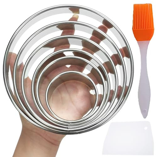 EJIUJIUO 6-Piece Stainless Steel Round Cookie Cutter Set