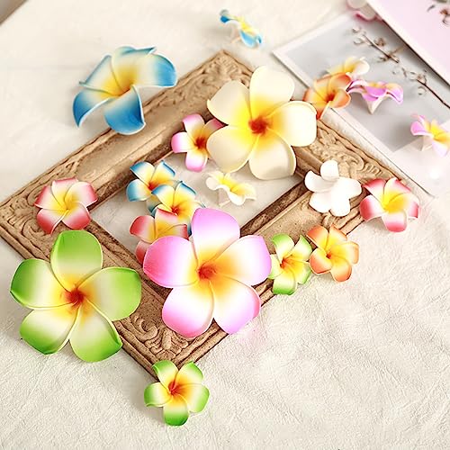 Hawaiian Plumeria Flower Hair Clips 10 Pack Artificial Tropical Barrettes