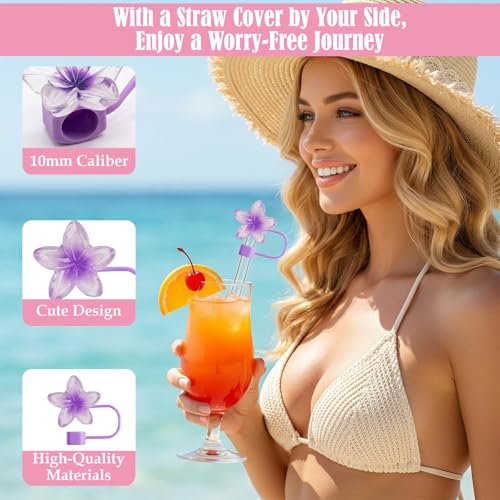 5-Pack Silicone Flower Straw Covers for Stanley 30 & 40 Oz Tumblers