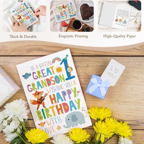 Cute Great Grandson 1st Birthday Card - Jungle Safari Theme