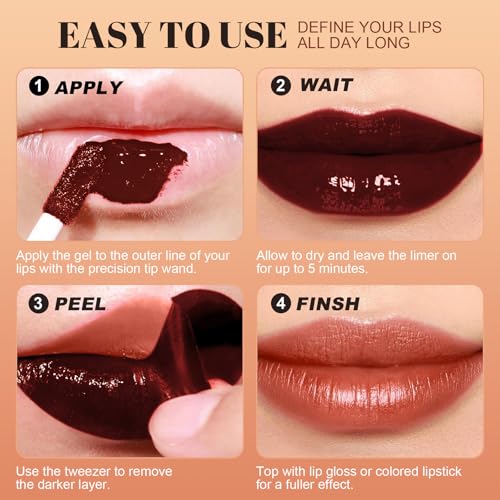 Peel Off Lip Stain Tattoo Lip Liner Waterproof Rose Pink Matte Finish