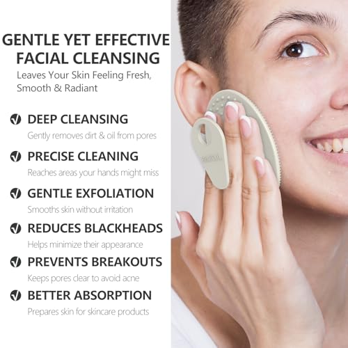 BEAUTAIL Silicone Face Scrubber 4-Pack - Gentle Exfoliating Facial Cleansing Brush for Sensitive Skin