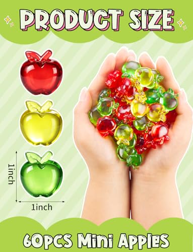 60pcs Acrylic Mini Apples - Colorful Back to School Decor