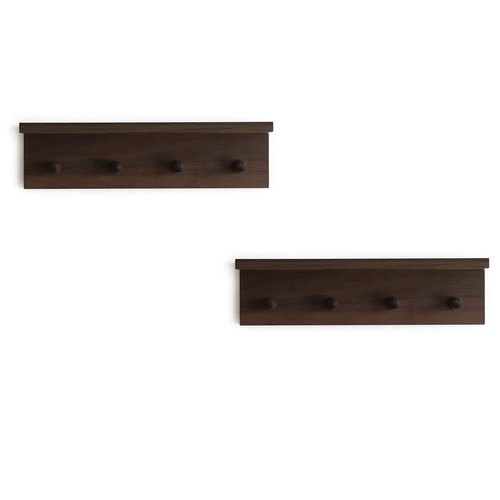 XAOMLP Entrance Coat Rack ，Coat Hooks, Wall-Mounted Wooden Hook Rack, Wall-Mounted Shelves are Very Suitable (Walnut Color Finish—A-2)