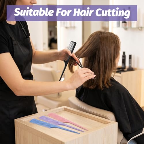 8-Piece Rat Tail Comb Set for Hair Styling, Parting and Teasing