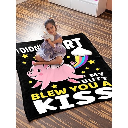 Funny Pig Blanket Twin Size 60x80 Inches Soft Flannel Throw for Kids Adults Gift