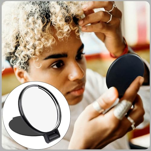 Tenalleys Mini Round Folding Pocket Mirror 4-Pack Black