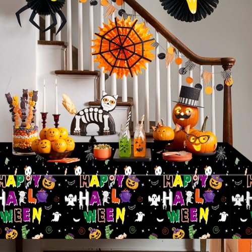 Disposable Halloween Tablecloth Black Plastic Rectangle Table Cover