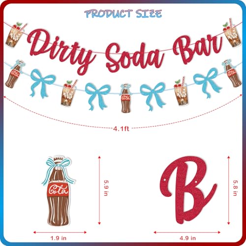 Blue Bow Dirty Soda Bar Banner - Pre-Strung Garland for Baby Showers