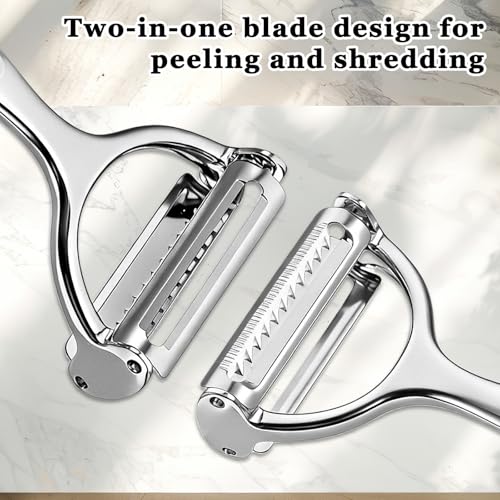 Hadnves 2-in-1 Vegetable Peeler and Grater - Zinc Alloy Slicer
