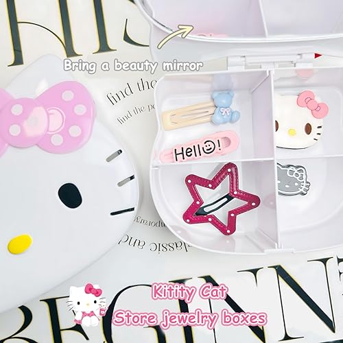 FUAN Cute Kitty Jewelry Box - Portable Anime Storage Case with Mirror