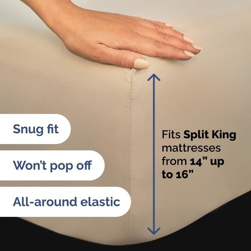 Flex Top Split Head King 4-Piece Sheet Set - Ultra-Soft Cooling Bedding - Deep Pockets - Oeko-Tex Certified - Cream