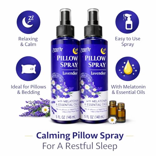 Lavender Pillow Spray with Melatonin & Essential Oils, 5 oz (2-Pack)