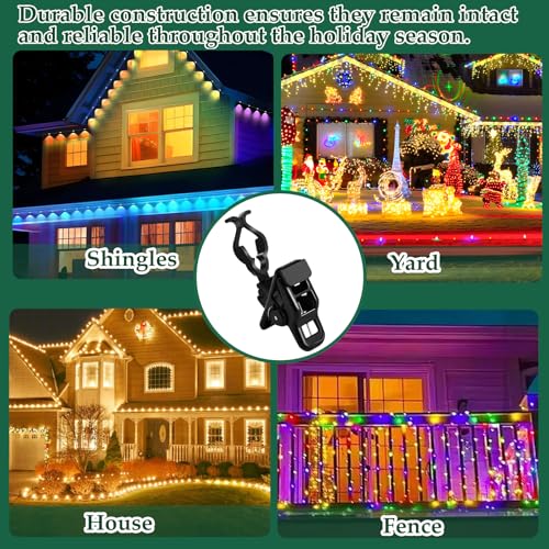 Black 90PCS Christmas Light Clips - Universal Outdoor Gutter & Shingle Hooks