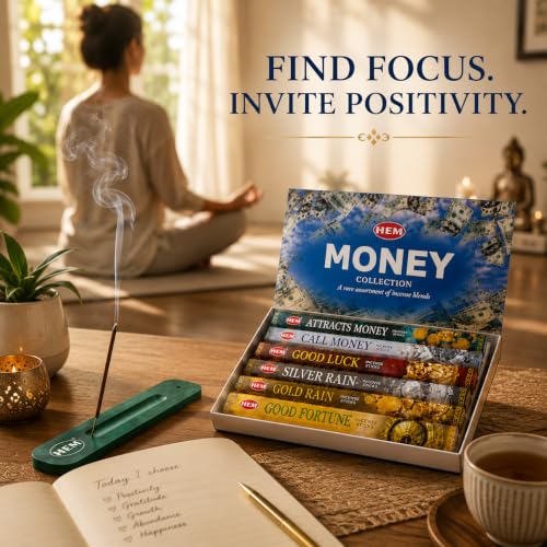 Assorted Money Incense Sticks Pack - 120 Sticks & Holder