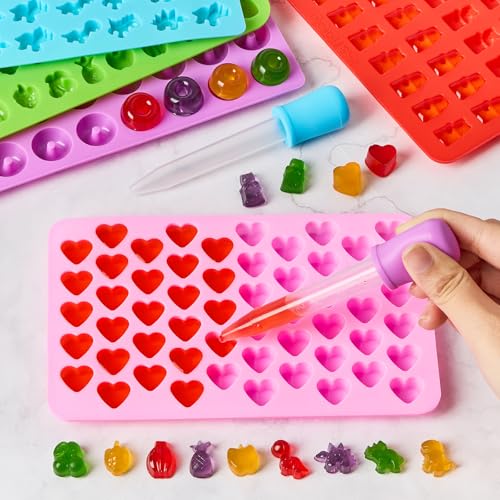 Mini Silicone Candy Molds - 5 Pcs with Bear, Dinosaur, Fruit Shapes