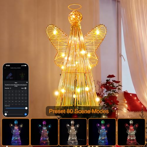 12-Inch Smart Christmas Tree Topper Angel with 80 Lighting Modes, App & Remote Control