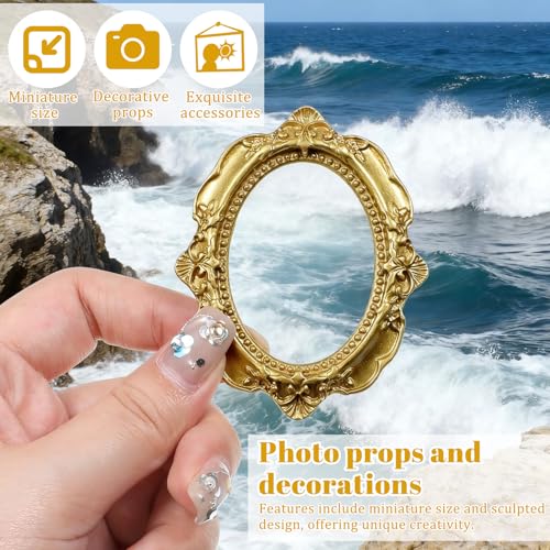 10 Mini Gold Picture Frames - Vintage Resin Wall & Table Displays