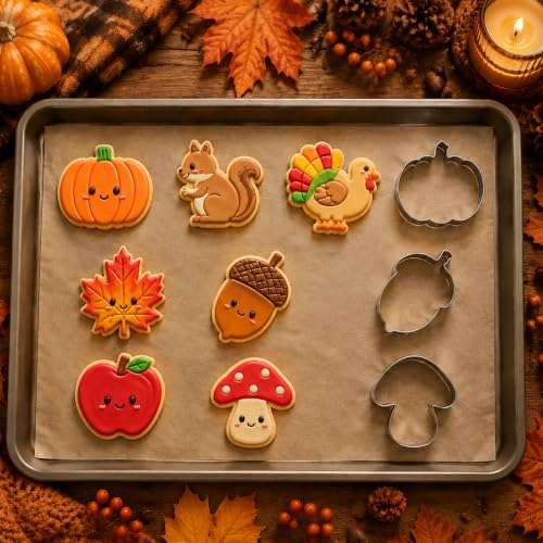 OHOME Fall Cookie Cutters - 7PCS Stainless Steel Thanksgiving Biscuit Molds