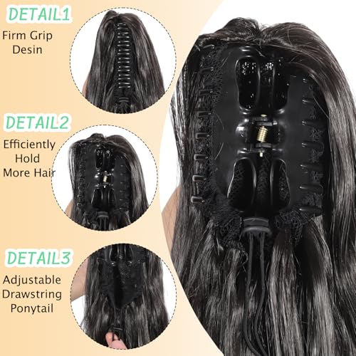Hairovia Claw Clip Long Wavy Ponytail Extension 26 Inch Synthetic Hairpiece