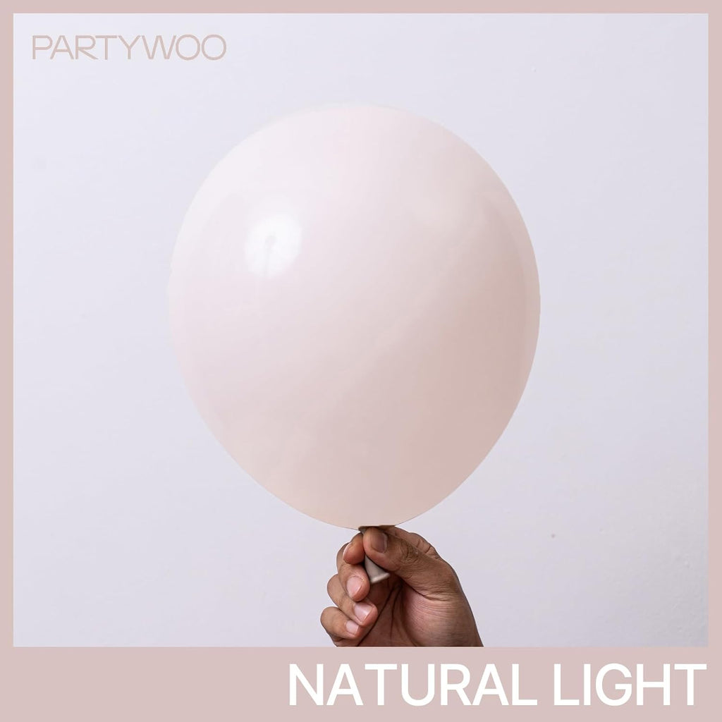 PartyWoo Beige Balloons - 120pcs Boho Cream & Ivory Balloon Arch Kit | Various Sizes for Weddings & Events