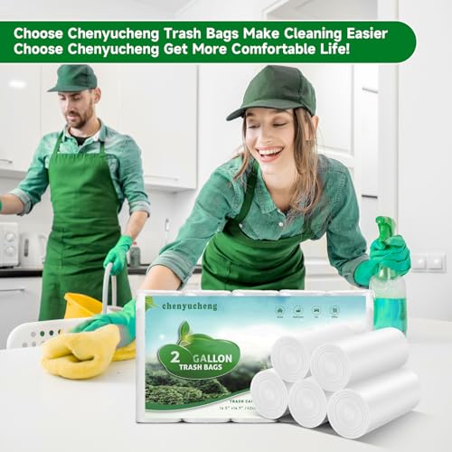 Chenyucheng 2 Gallon Biodegradable Trash Bags, White Compostable Liners - 100 Ct