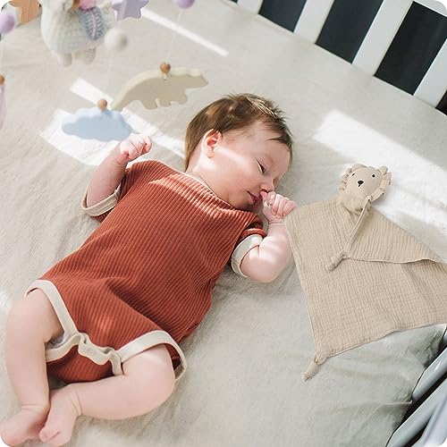Knirose Soft Muslin Cotton Lion Lovey Blanket for Newborns