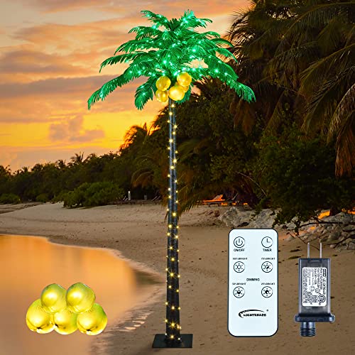 8FT Artificial Lighted Palm Tree with 256 LEDs Green & Warm White - Outdoor Decor