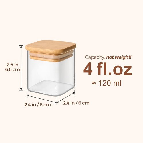 ComSaf Spice Jars - 4 oz Glass Seasoning Containers with Labels | 6-Pack Square Jars for Spices