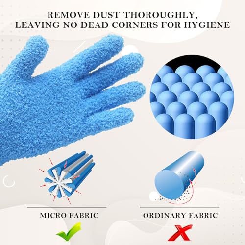 Evridwear Microfiber Dusting Gloves for Plants & Blinds - Blue, Small/Medium