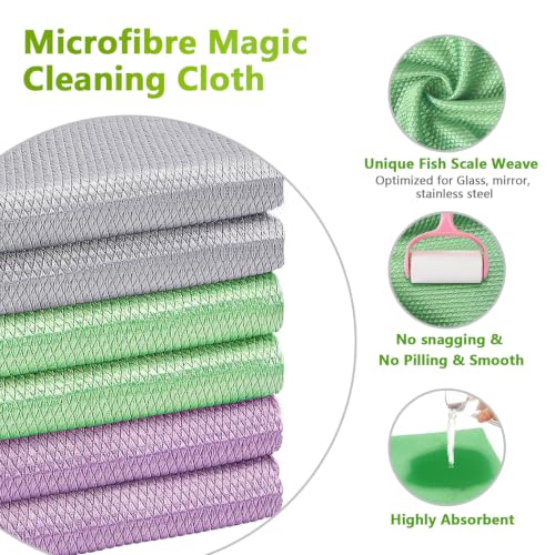 HOMEXCEL Multicolor Glass Cleaning Cloths - 6 Pack, Lint-Free Towels