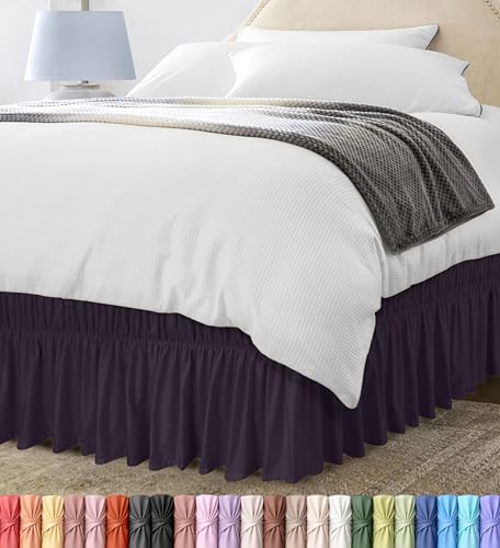 Utopia Bedding Wrap Around Queen Bed Skirt - 16 Inch Drop, Purple