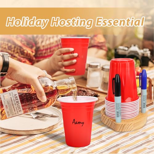 Wooden Drink Holder with Marker Slot - Party Essential (Variation 1)
