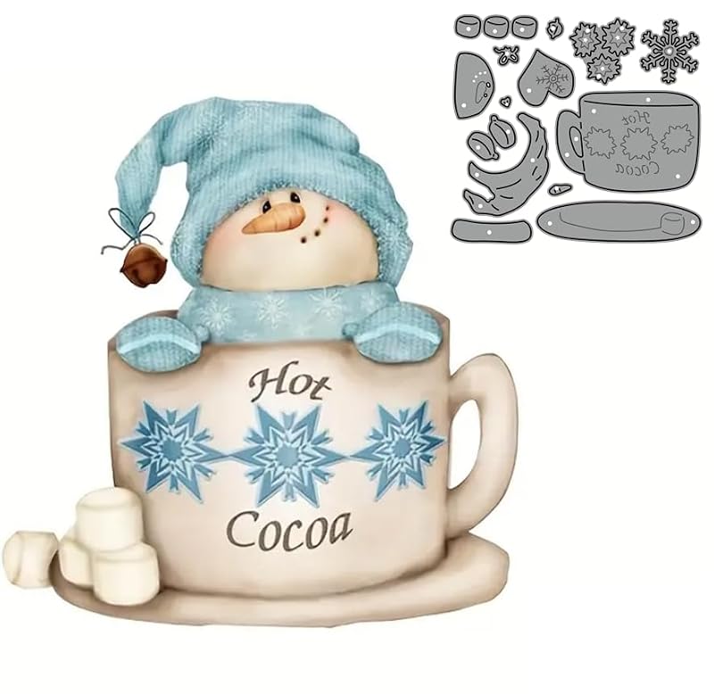 Snowman Cocoa Cup Metal Die Cut for Scrapbooking & Card Making