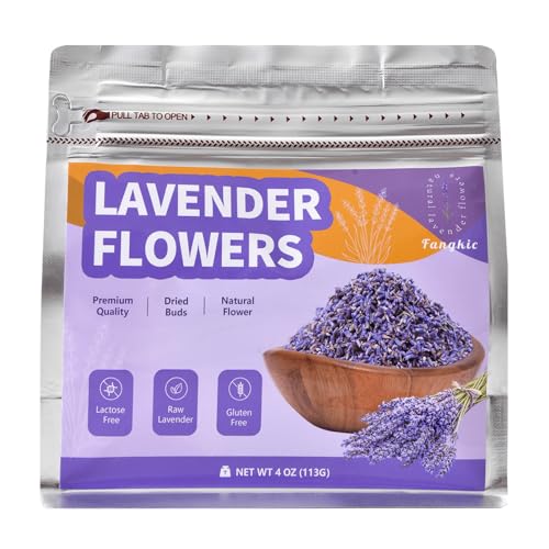 Fangkic Culinary Lavender Flowers - Food Grade Dried Buds, 4 oz