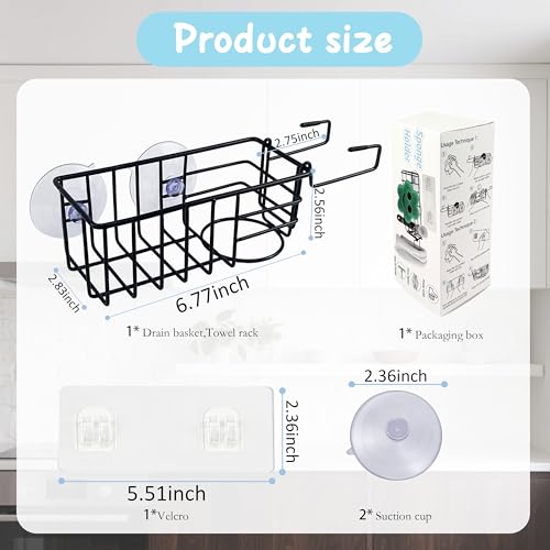 3-in-1 Stainless Steel Kitchen Sink Sponge Holder & Dish Cloth Hanger - 1p