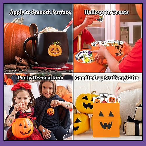 Partywind Glitter Halloween Temporary Tattoos for Kids, 204 PCS