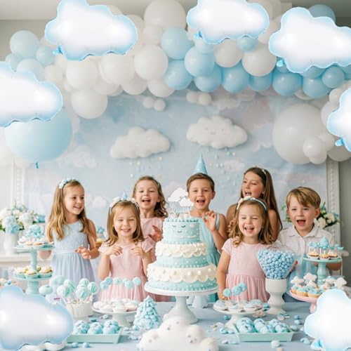 10 White Cloud Foil Balloons for Birthday & Theme Parties