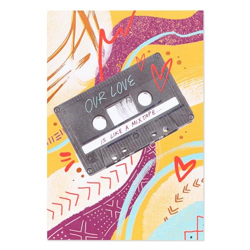 American Greetings Romantic Greeting Card Mixtape Theme with Copper Foil