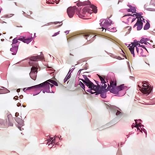 Purple Floral Newborn Swaddle Blanket and Matching Headband Set