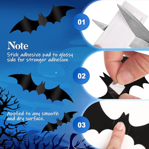 Halloween Bat Wall Decor - 112 PCS Realistic 3D PVC Stickers