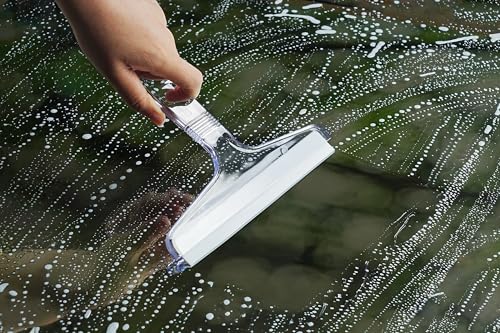 NewTalent 2-Piece Shower Squeegee Set, Clear & White Glass Cleaning Tool
