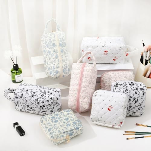 Leisofter Floral Makeup Bag, Cute Large Cosmetic Toiletry Organizer