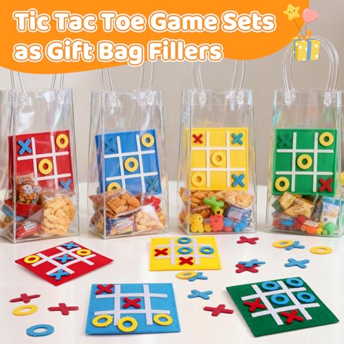 12 Pcs Felt Tic Tac Toe Board Games for Kids - Party Favors & Travel